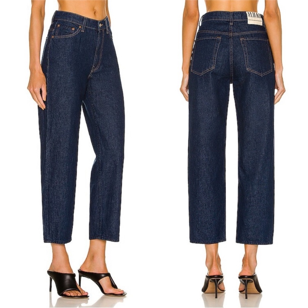 MOTHER High Rise Wide Leg Jeans in Dark Indigo Blue - Picture 16 of 16